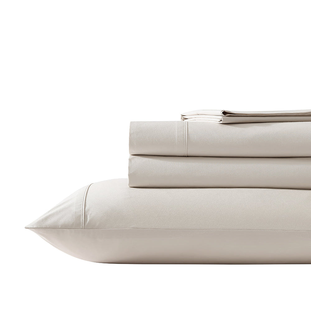 300TC Cotton Percale Stone Sheet Set by Private Collection