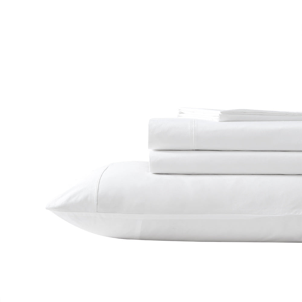 300TC Cotton Percale White Sheet Set by Private Collection