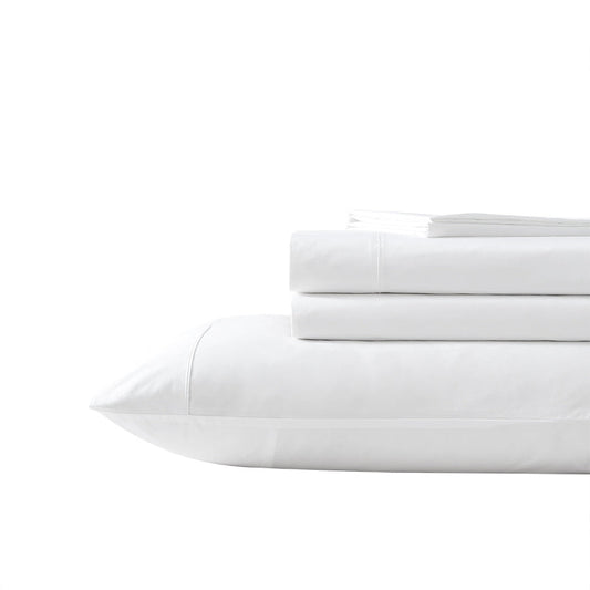 300TC Cotton Percale White Sheet Set by Private Collection
