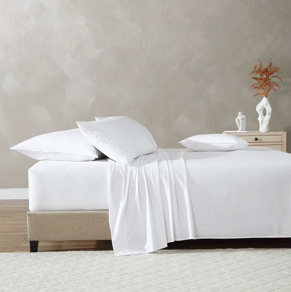 300TC Cotton Percale White Sheet Set by Private Collection