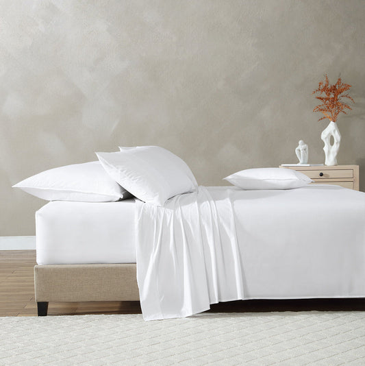 300TC Cotton Percale White Sheet Set by Private Collection