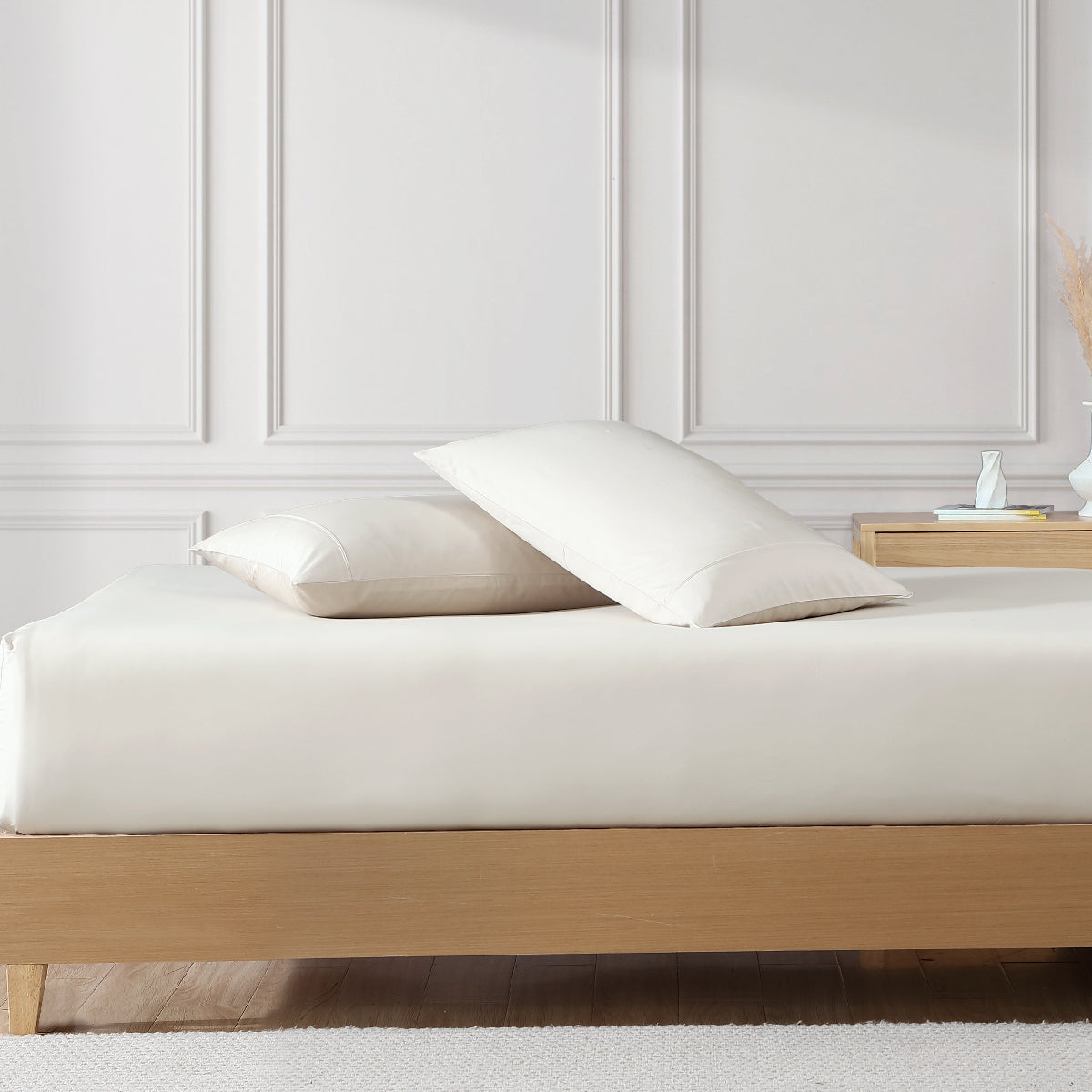 500TC Cotton Sateen Stone Fitted Sheet by Private Collection