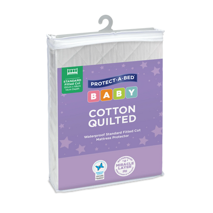 Cotton Quilted Fitted Waterproof Cot Mattress Protector by Protect-A-Bed