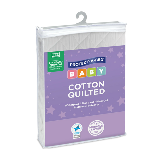 Cotton Quilted Fitted Waterproof Cot Mattress Protector by Protect-A-Bed