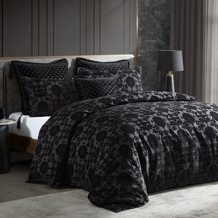 Imperial Black Square Cushion Pillowcase by Davinci