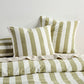 Vintage Stripe Pesto Quilt Cover Set by Linen House