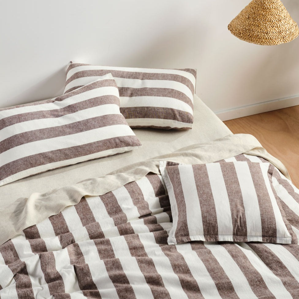 Vintage Stripe Tiramisu Quilt Cover Set by Linen House