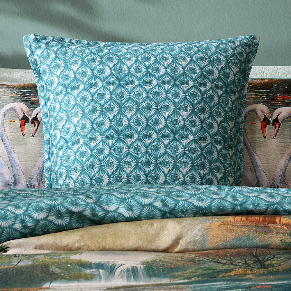 Akira Teal European Pillowcase by Logan and Mason