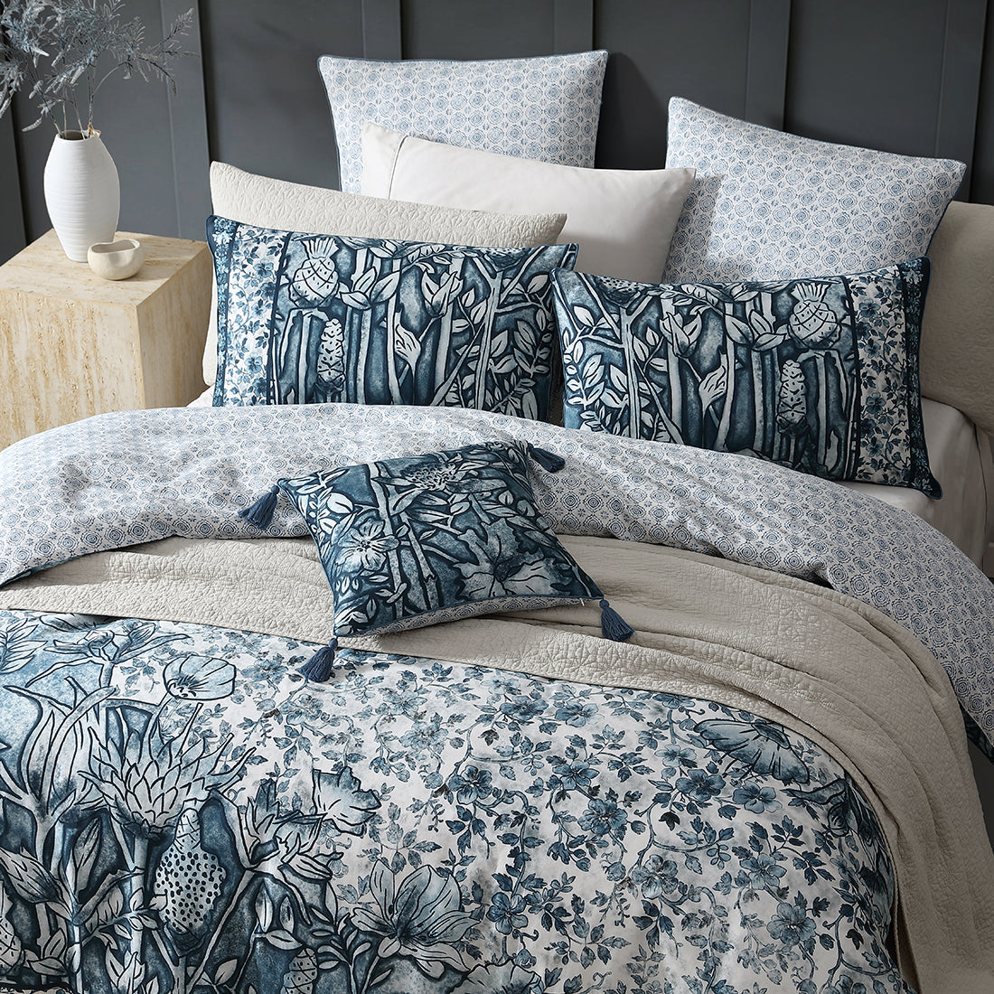 Chloris Ink Quilt Cover Set by Logan and Mason