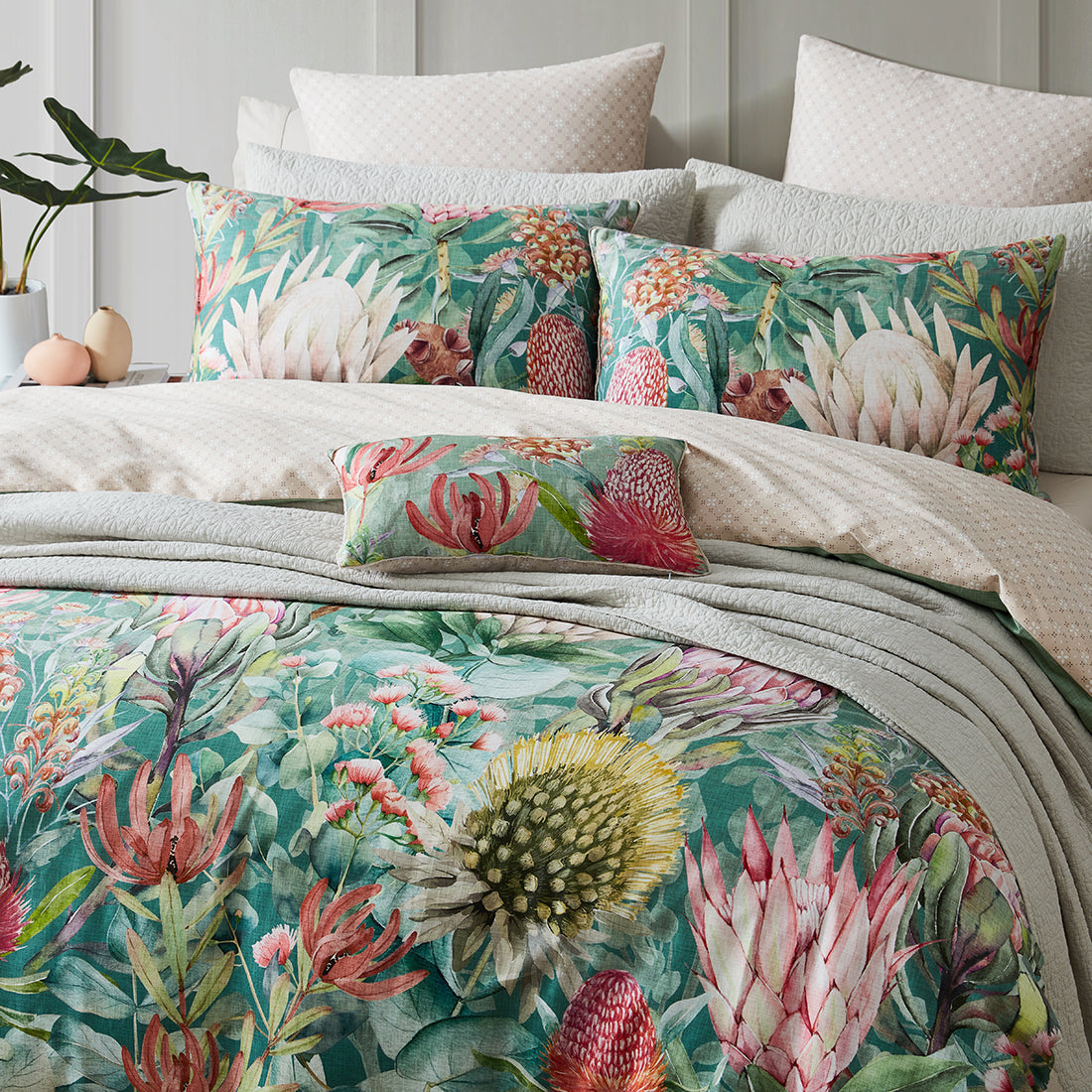 Floral Gully Sage Quilt Cover Set by Logan and Mason