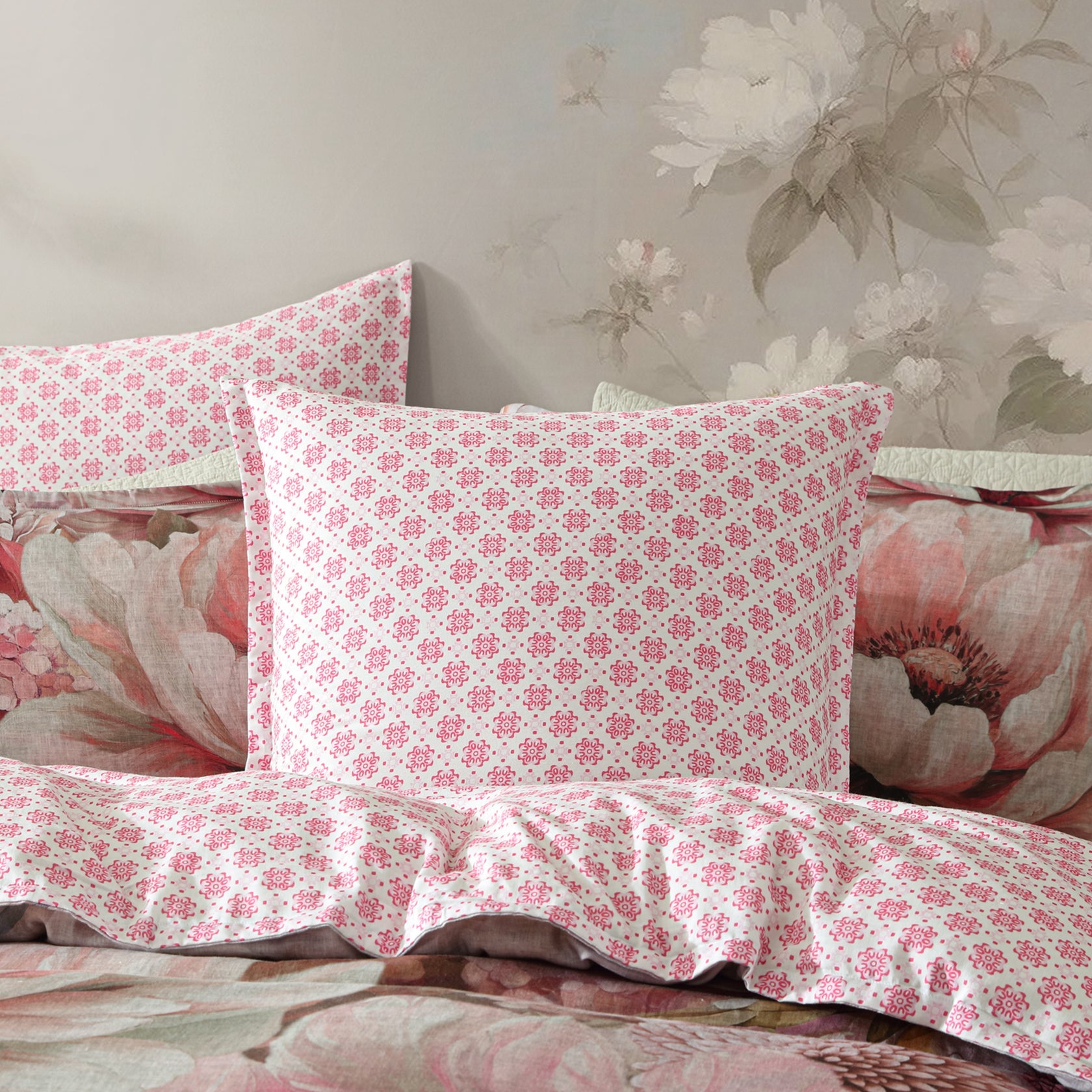 Oleander Pink European Pillowcase by Logan and Mason