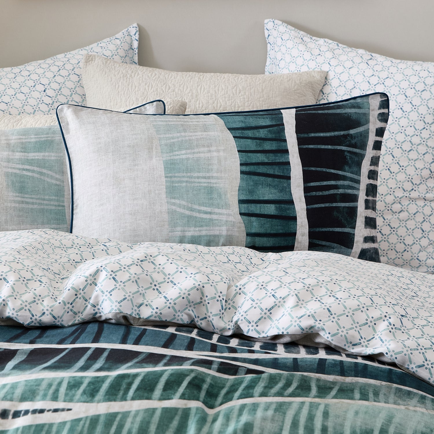 Seahaven Teal Quilt Cover Set by Logan and Mason