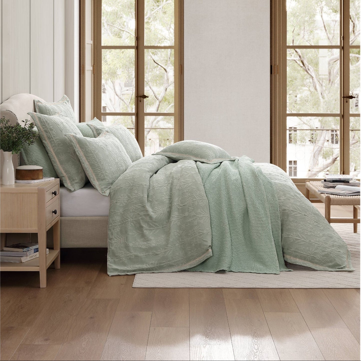 Florence Sage Quilt Cover Set by Private Collection