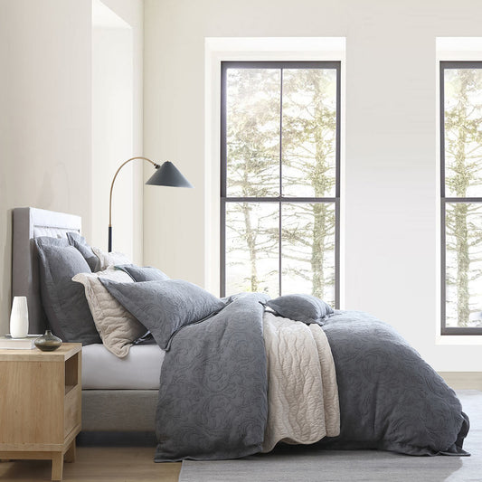 Marbella Charcoal Quilt Cover Set by Private Collection