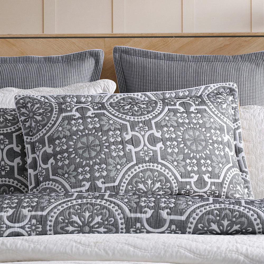 Mayfair Charcoal Quilt Cover Set by Private Collection