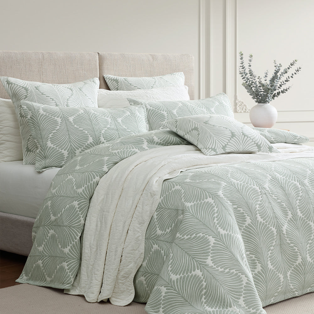 Monsera Sage Quilt Cover Set by Private Collection