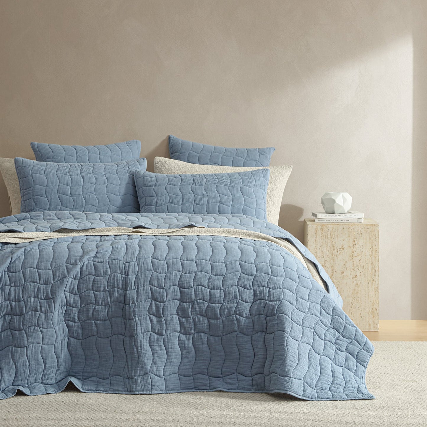 Cascade Slate Coverlet Set by Logan and Mason Platinum