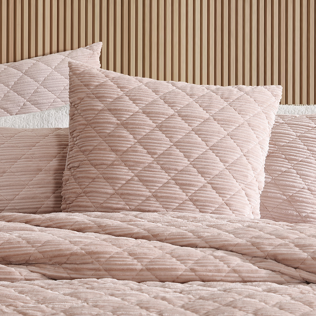 Corbin Blush Velvet European Pillowcase by Logan and Mason Platinum