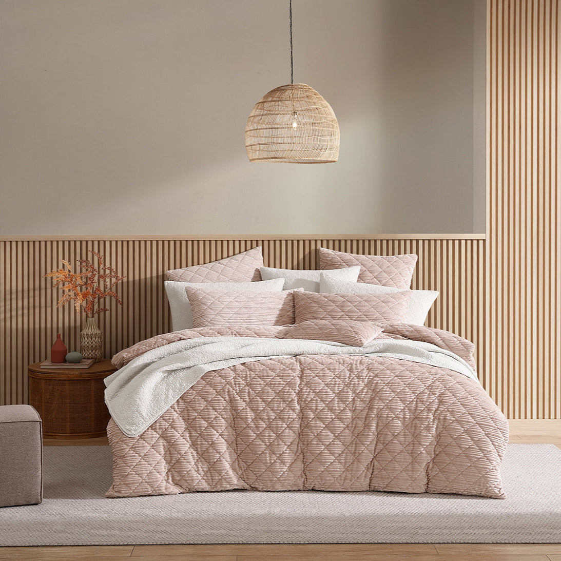 Corbin Blush Quilted Velvet Cover Set by Logan & Mason Platinum