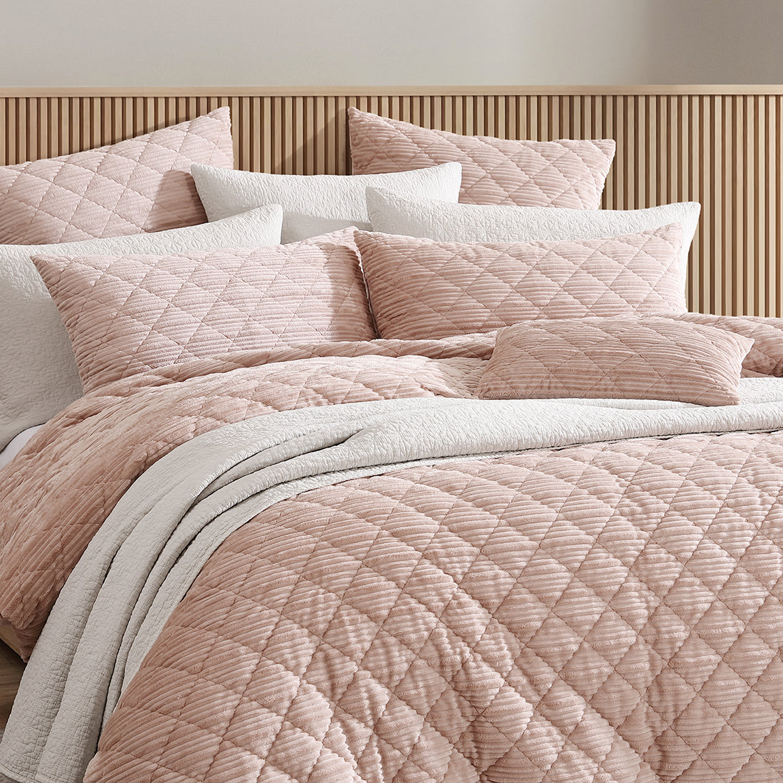 Corbin Blush Quilted Velvet Cover Set by Logan & Mason Platinum