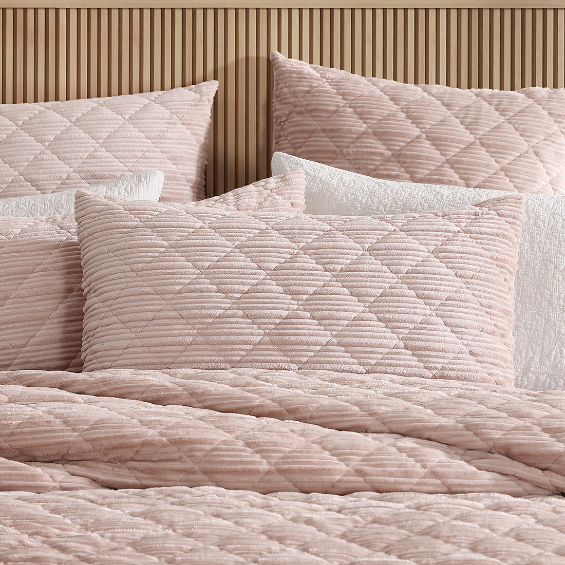 Corbin Blush Quilted Velvet Cover Set by Logan & Mason Platinum