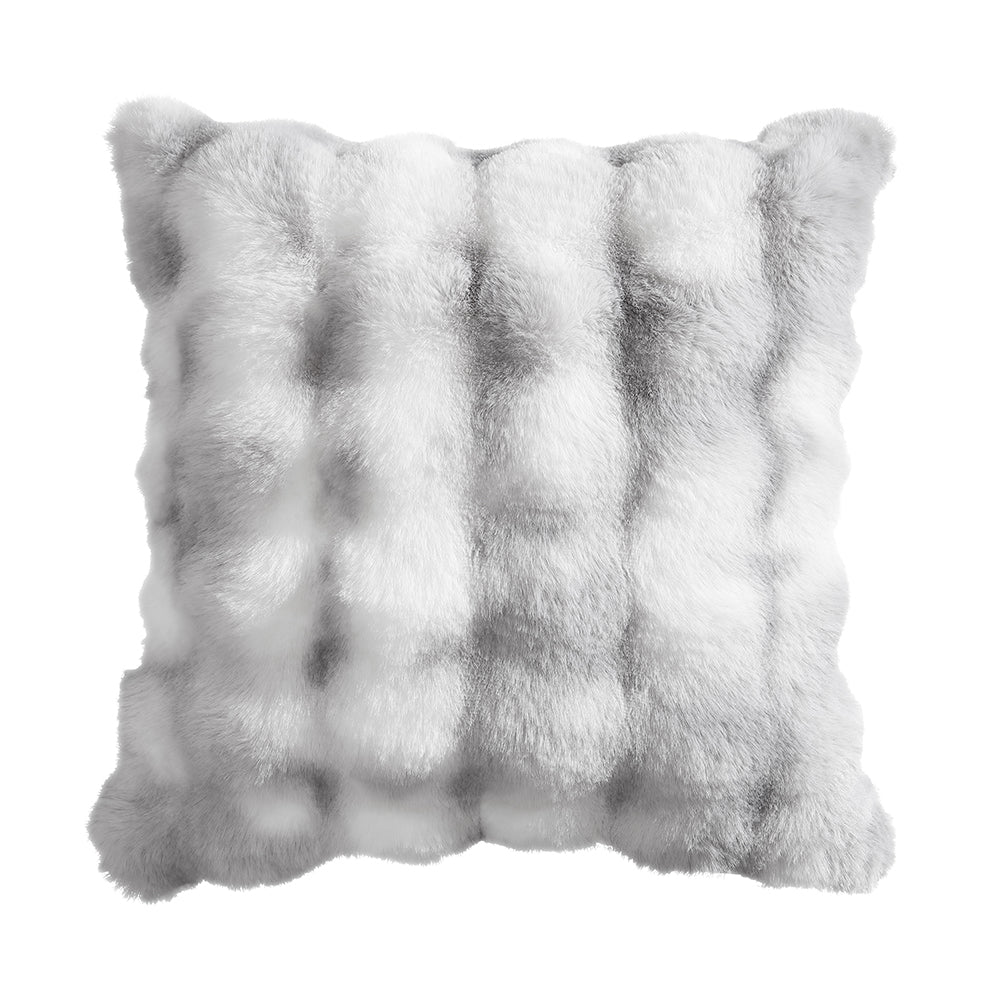 Faux Rabbit Fur Silver Cushion by Logan and Mason Platinum