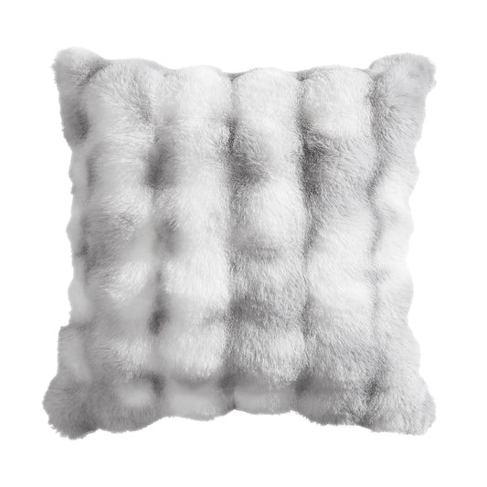 Faux Rabbit Fur Silver Cushion by Logan and Mason Platinum