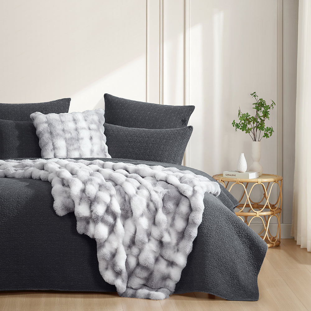 Faux Rabbit Fur Silver by Logan & Mason Platinum