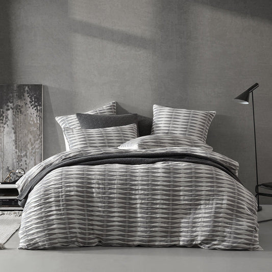 Kirby Charcoal Quilt Cover Set by Logan and Mason Platinum