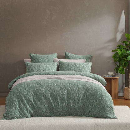Palmera Sage Quilt Cover Set by Logan and Mason Platinum