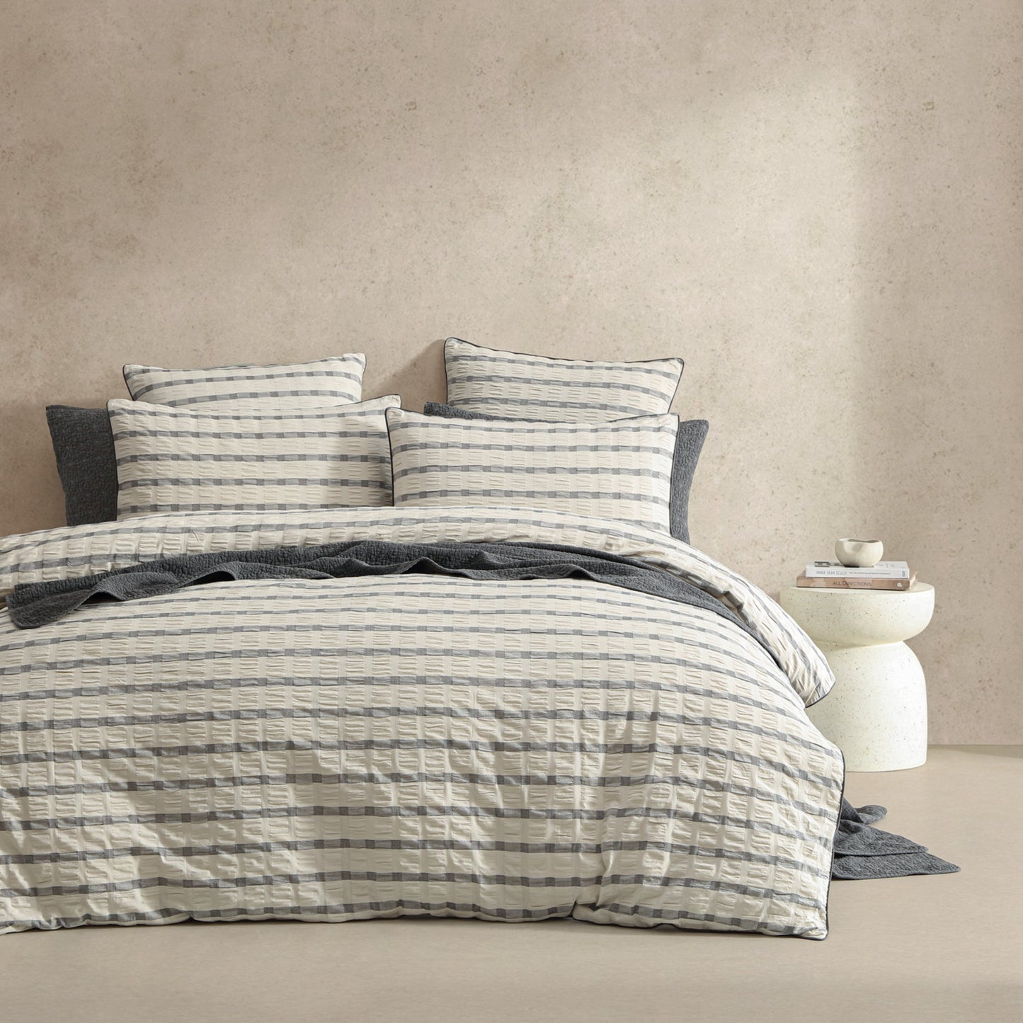 Sycamore Charcoal Quilt Cover Set by Logan and Mason Platinum