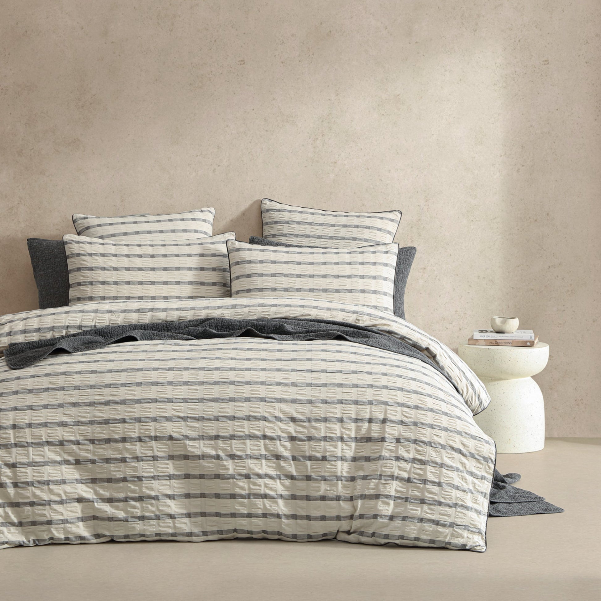 Sycamore Charcoal Quilt Cover Set by Logan and Mason Platinum