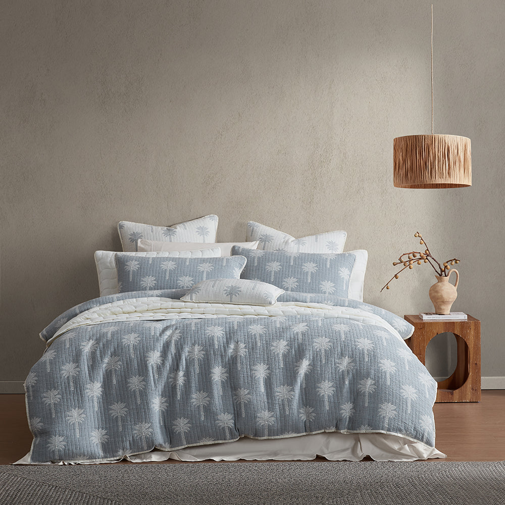 Tahiti Denim Quilt Cover Set by Logan and Mason Platinum