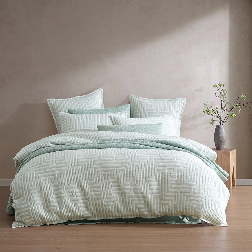 Vector Sage Quilt Cover Set by Logan and Mason Platinum