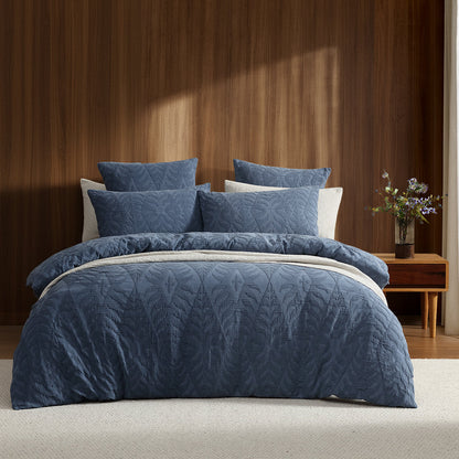 Zava Indigo Quilt Cover Set by Logan and Mason Platinum