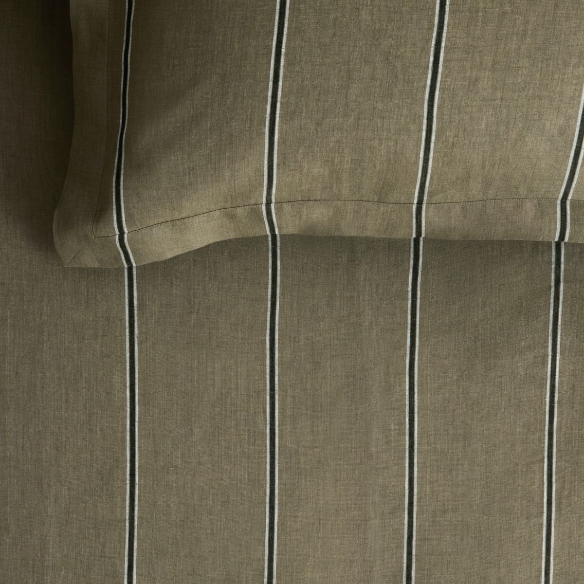 Abbotson Linen Stripe THYME Fitted Sheet by Sheridan