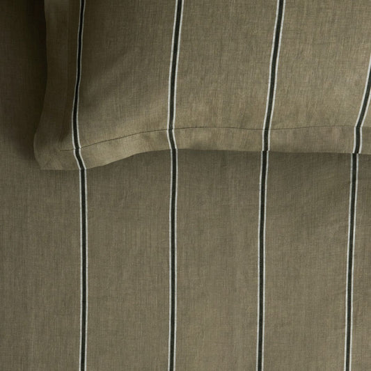 Abbotson Linen Stripe Thyme FLAT Sheet by Sheridan