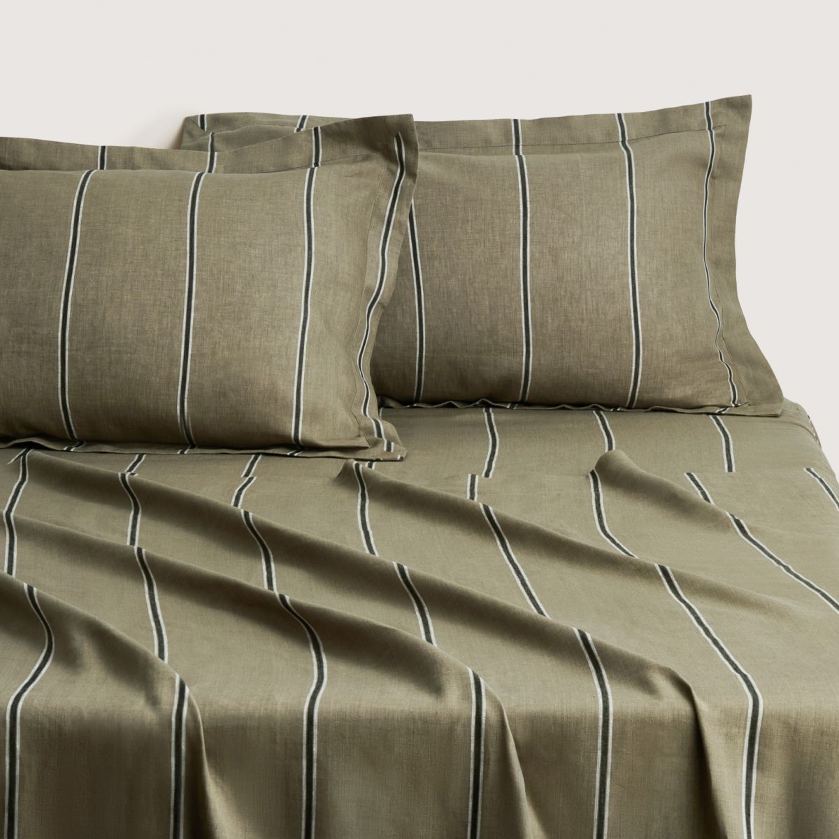 Abbotson Linen Stripe Thyme FLAT Sheet by Sheridan