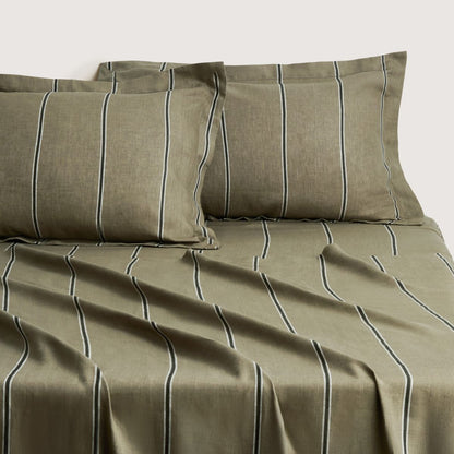 Abbotson Linen Stripe Thyme FLAT Sheet by Sheridan