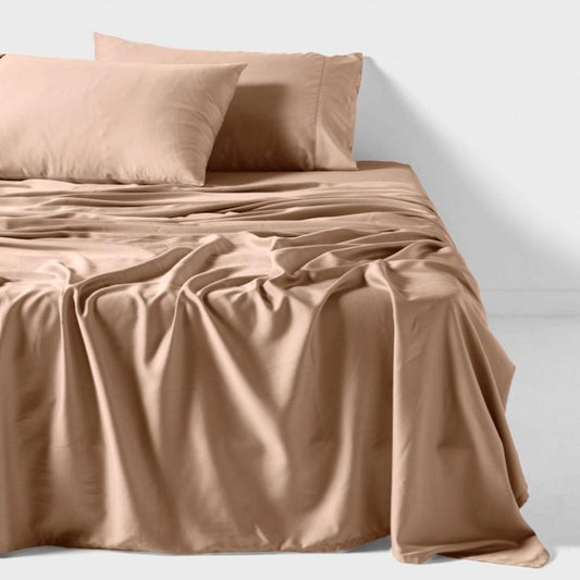 Nara Bamboo Cotton 400TC SHEET SET Clay by LINEN HOUSE