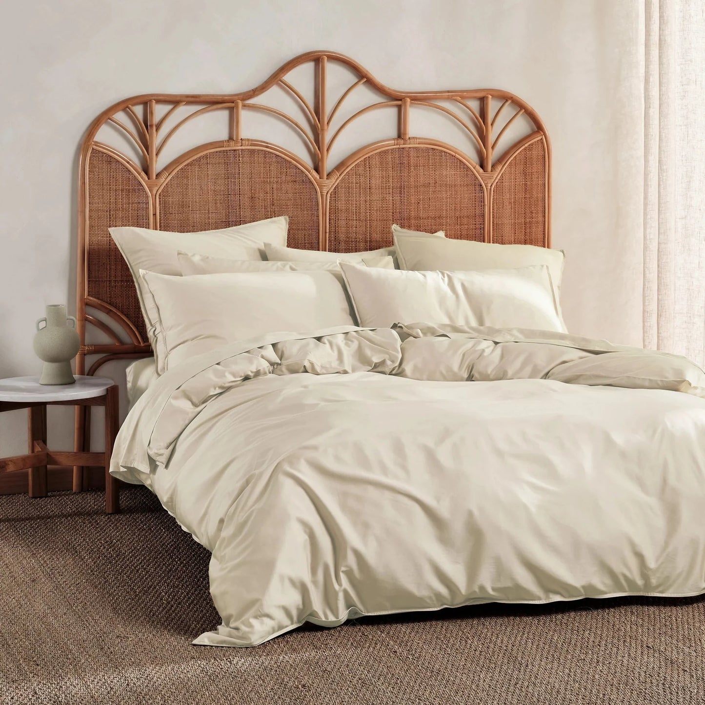 Nara Bamboo Cotton NATURAL Quilt Cover Set by Linen House