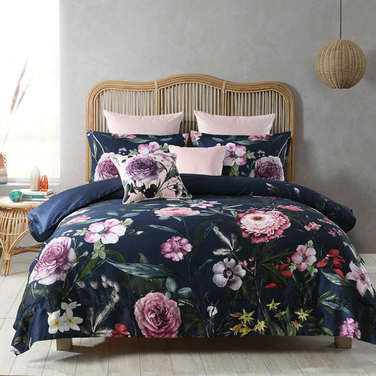 Zinnia Navy Quilt Cover Set by Bianca