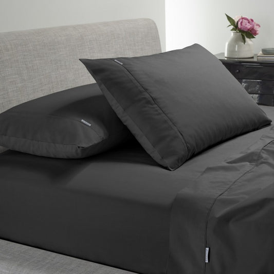 Heston 300 Thread Count Cotton Percale Charcoal Sheet Set by Bianca