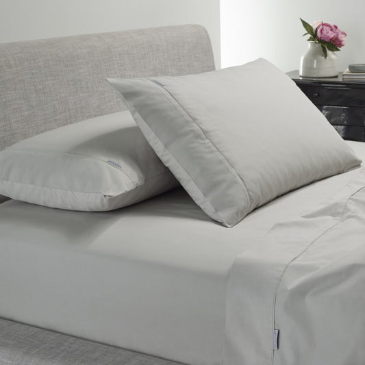 Heston 300 Thread Count Cotton Percale Sheet Set Silver by Bianca