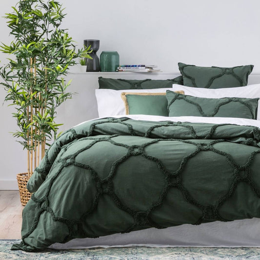 Moroccan LEAF Cotton Chenille Quilt Cover Set by Renee Taylor