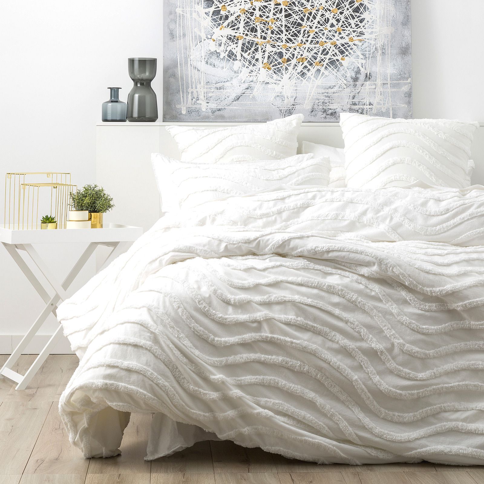 White Wave Cotton Quilt Cover Set by Cloud Linenv