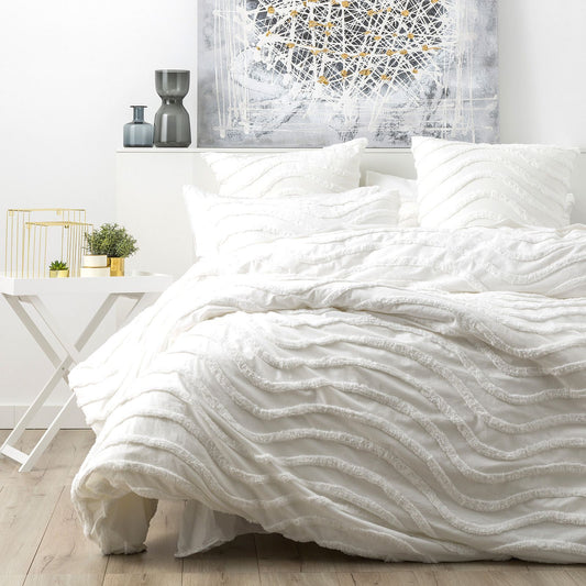 White Wave Cotton Quilt Cover Set by Cloud Linenv