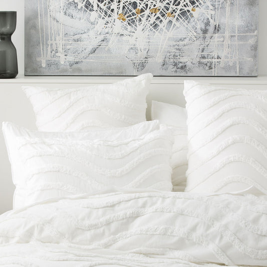 White Wave Cotton Quilt Cover Set by Cloud Linen