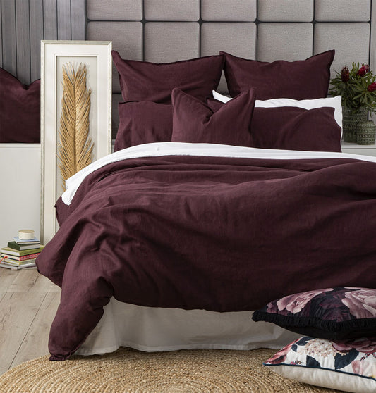 Renee Taylor Cavallo Stone Washed 100% Linen European Pillowcase Plum