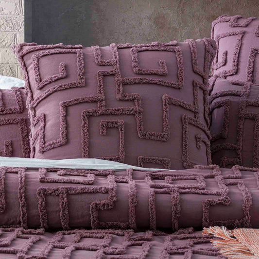 Riley Vintage Washed Cotton Chenille Tufted Quilt Cover Set Grape by Renee Taylor